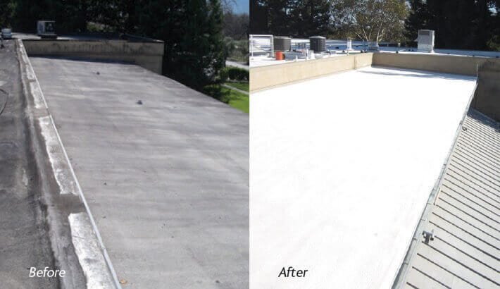 Case History Foam and Silicone Roof Restoration Franciscan Estates Winery CA Photo 1